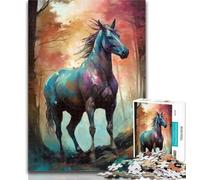 1000 Pieces for Teenagers Watercolour Horse Jigsaws Puzzles 1000 Pieces for Teenagers Gifts,Educational Game for Birthday, Chrismas for And 14 Years Old 26x38cm