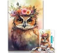 1000 Pieces for Teenagers Watercolour Owl Jigsaws Puzzles 1000 Pieces for Adults Gifts,Present & Gift for Lovers Or Friends 50x75cm