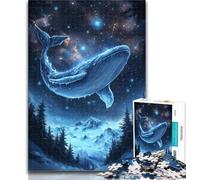 1000 Pieces for Teenagers Whales Under The Starry Sky Puzzles 1000 Pieces for Adults,Stress Reliever Difficult Challenge Enhance Love between Couples 50x75cm