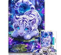 1000 Pieces for Teenagers White Tiger Jigsaw Puzzles for Teenagers,Fun Activity for Home, Rainy Days Toys, Birthday Gifts 75x50cm