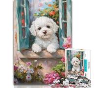 1000 Pieces for Teenagers Window Puppy Jigsaw Puzzles for Teenagers 1000 Piece,Family Game Stress Reliever Difficult Challenge Secret Santa Gifts 26x38cm