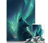 1000 Pieces for Teenagers Wolf Under The Aurora Jigsaws Puzzles 1000 Pieces for Adults Gifts,Present & Gift for Lovers Or Friends 26x38cm