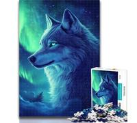 1000 Pieces for Teenagers Wolf Under The Aurora Puzzles for Adults Teens 1000 Pieces,Stress Reliever Difficult Challenge Enhance Love between Couples 50x75cm