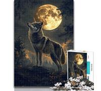 1000 Pieces for Teenagers Wolf Under The Moon Jigsaws Puzzles 1000 Pieces for Teenagers Gifts,Educational Game for Birthday, Chrismas for And 14 Years Old 26x38cm