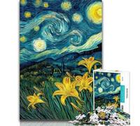 1000 Pieces for Teenagers Yellow Lilies in The Night Sky 1000 Piece Jigsaw Puzzles for Adults,Educational Stress Relief Toy Great Gifts And Toys 26x38cm