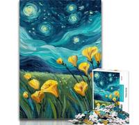 1000 Pieces for Teenagers Yellow Lilies in The Night Sky Puzzles 1000 Pieces for Adults,Toy Intellectual Game Artists Collection, Fine Art 26x38cm