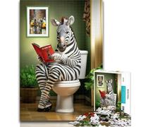 1000 Pieces for Teenagers Zebra on The Toilet Jigsaw Puzzles 1000 Pieces for Adults Teens,Perfect for Game Nights, Colorful Toy for Home Gift 26x38cm