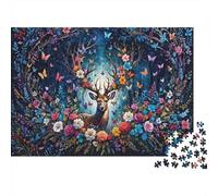 1000 Pieces Forest Deer Paper Jigsaw Puzzle for Adults, Thick Eco Material, Woodland Animal Puzzle, Brain Training, Home Décor 52x38cm/1000pcs