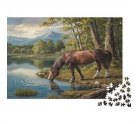 1000 Pieces Forest Horse Jigsaw for Adults paper Puzzle Educational Mountain River Scene Home Decor Gift 52x38cm/1000pcs