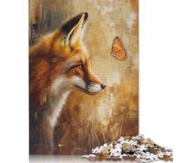 1000 Pieces Fox Butterfly Oil Painting for Adults Difficult Jigsaw Puzzles Puzzles Wooden Puzzles Educational Game for Adult Teenagers 1000pcs (75x50cm)
