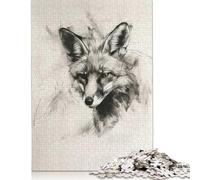 1000 Pieces Fox Head In Charcoal for Adults Difficult Jigsaw Paper Puzzle for Adults Christmas Eve Gifts 1000pcs (38x26cm)