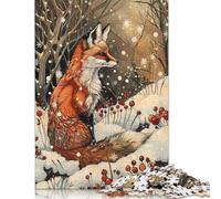 1000 Pieces Fox in Winter Wonderland Art Nouveau Puzzle Jigsaw Adults Puzzles Difficulty Jigsaw Educational Game Toy 1000pcs (75x50cm)