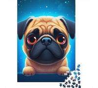 1000 Pieces French Bulldog Jigsaw Puzzle, Creative Rectangular Wooden Jigsaw Puzzles for Adults, Large Puzzles for Family Educational Game 1000pcs (75x50cm)