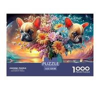 1000 Pieces French Bulldog Jigsaw Puzzles Challenging And Brainteasing Home Decoration Puzzle Educational Games Suitable for Decompression Age 12+ for Adults 52x38cm/1000pcs