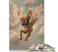 1000 Pieces French Bulldog with Angel Wings Sentimental Pet Portrait French Bulldog Angel Puzzle for Adults Puzzles for Adults & Teenager Relax Puzzles Games 1000pcs (75x50cm)
