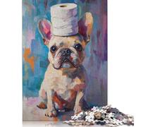 1000 Pieces French Bulldog With Toilet Paper Hat Puzzles Jigsaw Difficulty Puzzle Jigsaw Educational Games Toy 1000pcs (75x50cm)