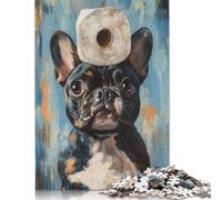 1000 Pieces French Bulldog With Toilet Paper Jigsaw Puzzle Difficulty Puzzle Education Games Toys 1000pcs (75x50cm)
