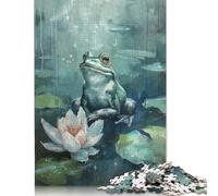 1000 Pieces Frog on Lily Pad Jigsaw Puzzles Wooden Puzzles for Adults & Teenager Jigsaw Puzzles for Adults 1000pcs (75x50cm)