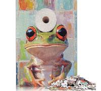1000 Pieces Frog with Toilet Paper Jigsaw Puzzles Puzzles for Teenagers Gifts Unique Home Decor And Gifts 1000pcs (75x50cm)