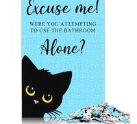 1000 Pieces Funny Black Cat Bathroom Puzzle Jigsaw, Difficulty Puzzle Jigsaw Educational Game Toy Family Decoration 1000pcs (38x26cm)