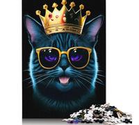 1000 Pieces Funny King Black Cat Jigsaw Puzzles Adults Difficulty Puzzles Strengthen Relationships between Family Members 1000pcs (75x50cm)
