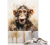 1000 Pieces Funny Monkey in The Bath Puzzle Jigsaw Adults Jigsaw Difficulty Jigsaw Educational Game Toy Family Decoration 1000pcs (38x26cm)