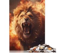 1000 Pieces Furious Lion Fire Flames Jigsaw Puzzles for Adults Jigsaw Puzzle for Family Time Brain Challenge 1000pcs (38x26cm)