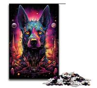 1000 Pieces Future Colorful Psychedelic Doberman5 Puzzle Game Jigsaw for Adults Suitable for Couples for And Teenager Age 14 Years Up 1000 PCS