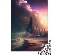 1000 Pieces Futuristic City Building5 Puzzle for Adults Wooden Puzzles Jigsaw Puzzles for Adults Educational Game Challenge Toy 1000pcs (75x50cm)