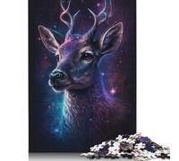1000 Pieces Galaxy Animal Deer Puzzle Jigsaw Difficulty Puzzle Jigsaw Educational Game Toy 1000pcs (75x50cm)