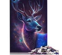 1000 Pieces Galaxy Deer Puzzle Jigsaw, Difficulty Puzzle Jigsaw Educational Game Toy Family Decoration 1000pcs (75x50cm)