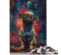 1000 Pieces Galaxy Pug Oil Painting Jigsaw Puzzles Adults Difficulty Puzzles Strengthen Relationships between Family Members 1000pcs (38x26cm)
