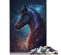 1000 Pieces Galaxy Space Animal Horse Jigsaw Puzzles for Adults Wood Jigsaw Family Puzzle Game Stress Reliever Puzzle for Adults 18+ 1000pcs (75x50cm)
