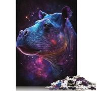 1000 Pieces Galaxy Space Hippo Paper Puzzles Paper Puzzles for Adults& Teenagers Age 12 Years Up 1000pcs (75x50cm)