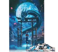 1000 Pieces Geisha And Blue Dragon Creative Square Jigsaw Puzzles for Adults & Wooden Puzzles Challenging Game 1000pcs (75x50cm)