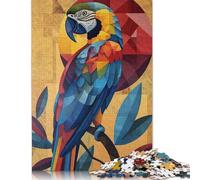1000 Pieces Geometric Macaw Art Jigsaw Square Puzzle for Adults Wooden Puzzles Unique Challenge Games 1000pcs (75x50cm)