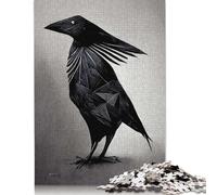 1000 Pieces Geometric Raven Creative Square Jigsaw Puzzles for Adults & Wooden Puzzles Challenging Game 1000pcs (75x50cm)