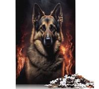 1000 Pieces German Shepherd Dog Fire Puzzle Jigsaw Difficulty Puzzle Jigsaw Educational Game Toy 1000pcs (75x50cm)