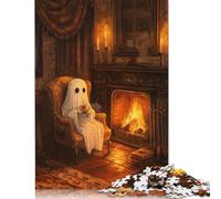 1000 Pieces Ghostly Tea Time Creative Square Jigsaw Puzzles for Adults & Wooden Puzzles Challenging Game 1000pcs (75x50cm)