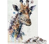 1000 Pieces Giraffe Watercolor Jigsaw Puzzles Wooden Puzzles for Adults & Teenager Jigsaw Puzzles for Adults 1000pcs (75x50cm)