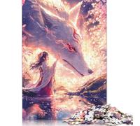 1000 Pieces Girl With Her Kitsune Jigsaw Puzzles Adults Difficulty Puzzles Strengthen Relationships between Family Members 1000pcs (38x26cm)