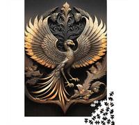 1000 Pieces Golden Phoenix Art Deco Jigsaw Puzzles for Adults Wooden Puzzles for Adults Teenager Man Woman Gift 1000pcs (75x50cm)