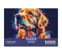 1000 Pieces Golden Retriever Jigsaw Puzzle Golden Retriever Challenge High Difficulty for Adults Home Decoration Educational Games Age 12+ for Adults 52x38cm/1000pcs