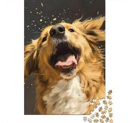 1000 Pieces Golden Retriever Jigsaw Puzzles for Adults Wooden Puzzle Educational Game for Adult Teenagers 1000pcs (75x50cm)