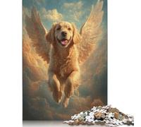 1000 Pieces Golden Retriever with Angel Wings Comforting Pet Loss Art Jigsaw Puzzles for Adults Wooden Puzzle Jigsaws for Adults Stress Relief Toys 1000pcs (75x50cm)