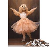 1000 Pieces Goldendoodle Ballerina Jigsaw Square Puzzle for Adults Wooden Puzzles Unique Challenge Games 1000pcs (75x50cm)