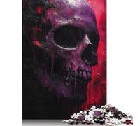 1000 Pieces Gothic Magenta Skull Jigsaw Puzzles Adults Difficulty Puzzles Strengthen Relationships between Family Members 1000pcs (75x50cm)