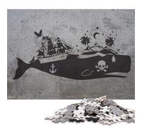 1000 Pieces GRAFFITI WHALE Creative Square Jigsaw Puzzles for Adults & Wooden Puzzles Challenging Game 1000pcs (75x50cm)
