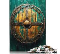 1000 Pieces Green And Yellow Shield Jigsaw Puzzles Wooden Puzzle for Adults And Teenager Educational Game for Adult Teenagers 1000pcs (75x50cm)