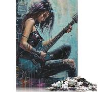 1000 Pieces Guitarist Woman Painting Jigsaw Puzzle Puzzle Jigsaws for Adults& Teenagers Age 12 Years Up 1000pcs (75x50cm)